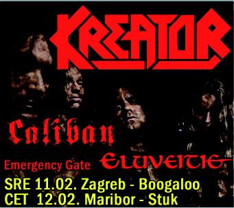 Kreator, Caliban, Eluveitie, Emergency Gate