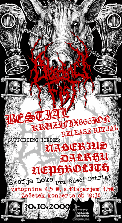 Bestial Kruzifix666ion release ritual: Bleeding Fist, Naberius, Dalkhu, Nephrolith