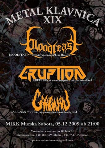 Metal Klavnica XIX: Bloodfeast, Eruption, Carignan