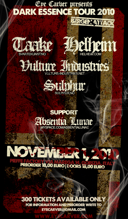Taake, Helheim, Vulture Industries, Sulphur, Absentia Lunae