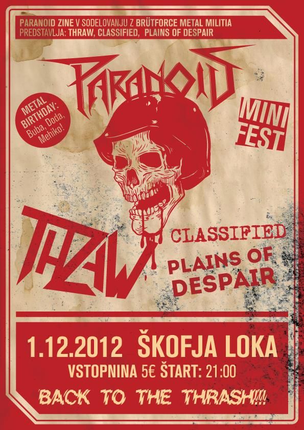 Paranoid Mini Fest: Thraw, Classified, Plains Of Despair