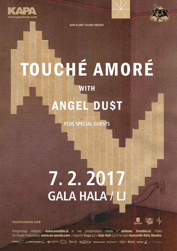 Znana časovnica koncerta Touché Amoré in Angel Du$t