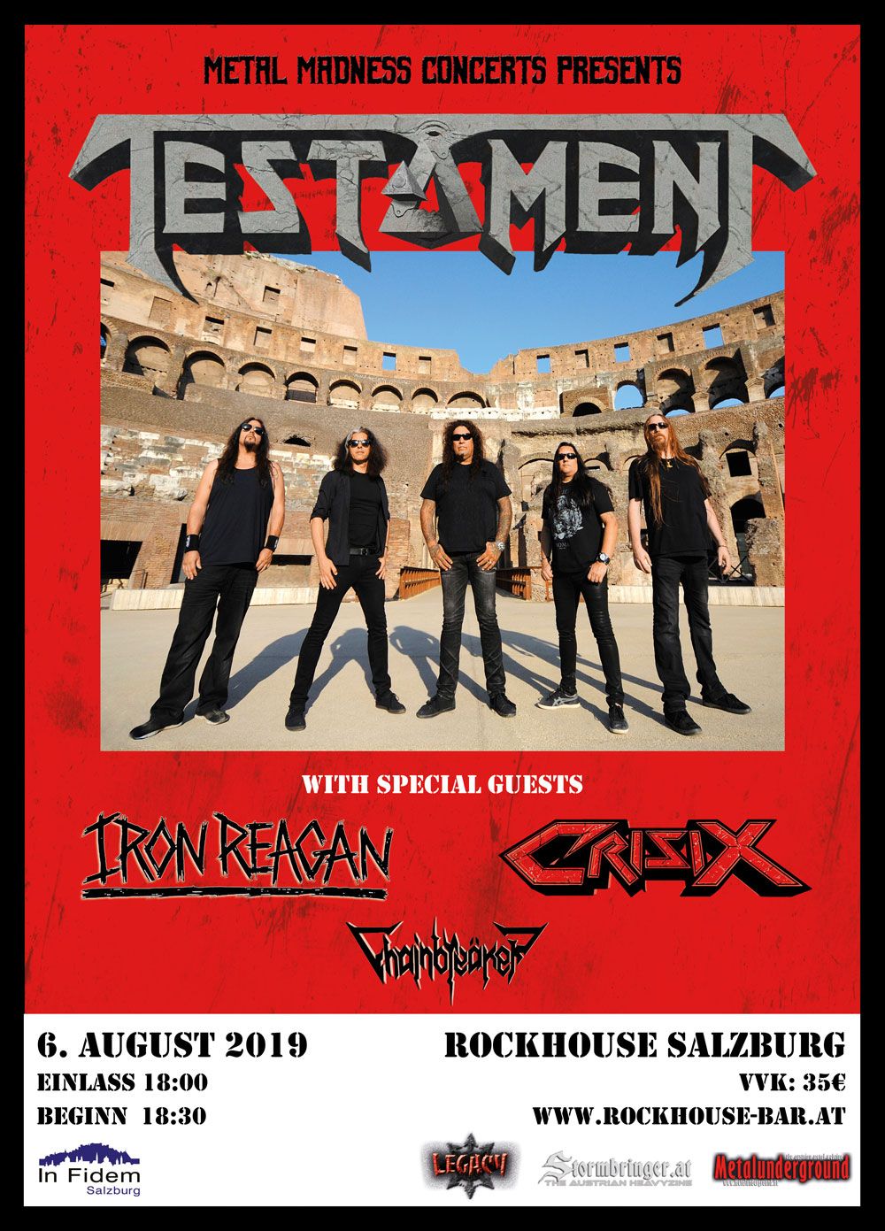 Testament, Iron Reagan, Crisix, Chainbreäker