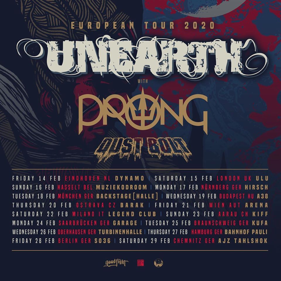 Unearth se februarja odpravljajo na evropsko turnejo