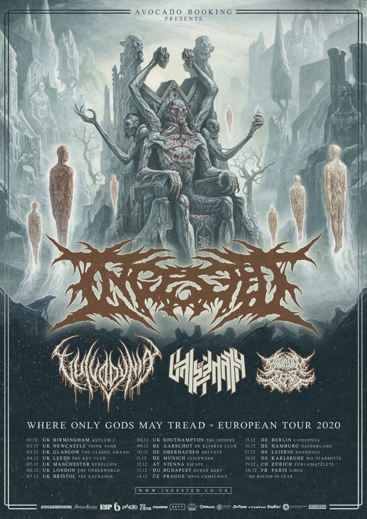 Ingested še letos na turnejo Where Only Gods May Tread z Vulvodynio, Vale Of Pnath in Bound In Fear