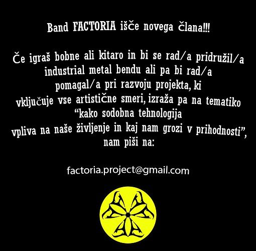Kranjska industrial metal skupina Factoria išče nove člane!