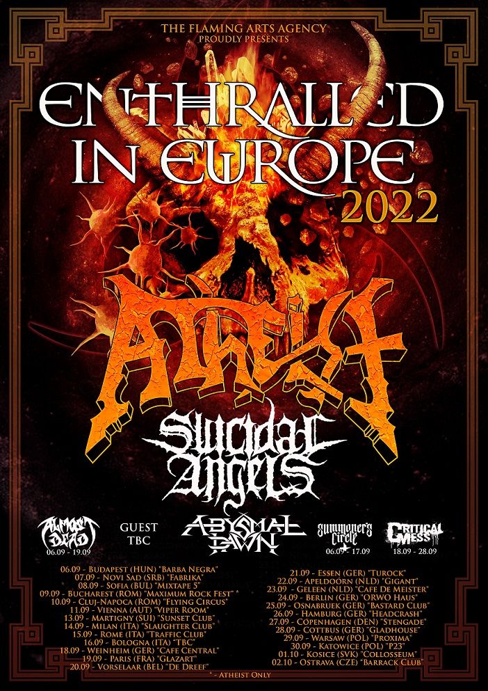 Atheist, Suicidal Angels in Abysmal Dawn septembra skupaj na evropski turneji