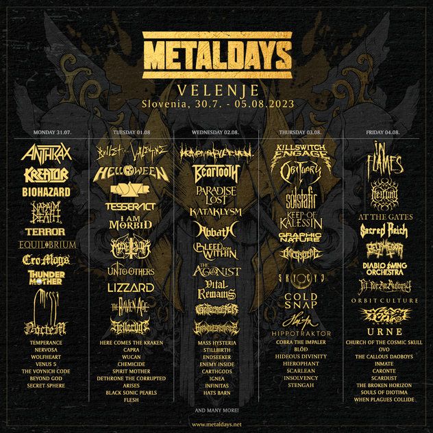 Znan dnevni razpored nastopajočih na MetalDays!