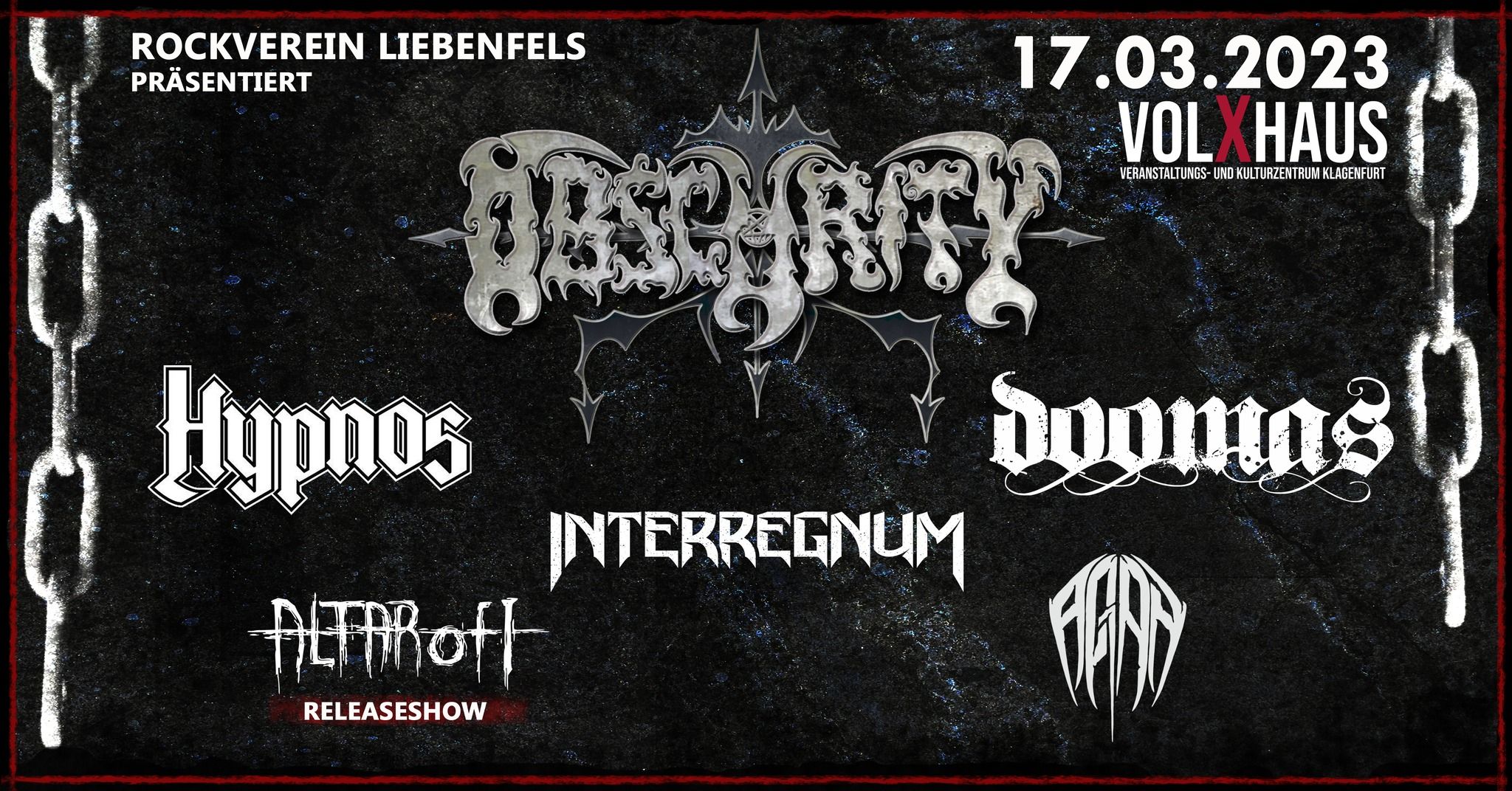 Rockverein presents: OBSCURITY, HYPNOS, DOOMAS, INTERREGNUM, ALTAR OF I, AGAN
