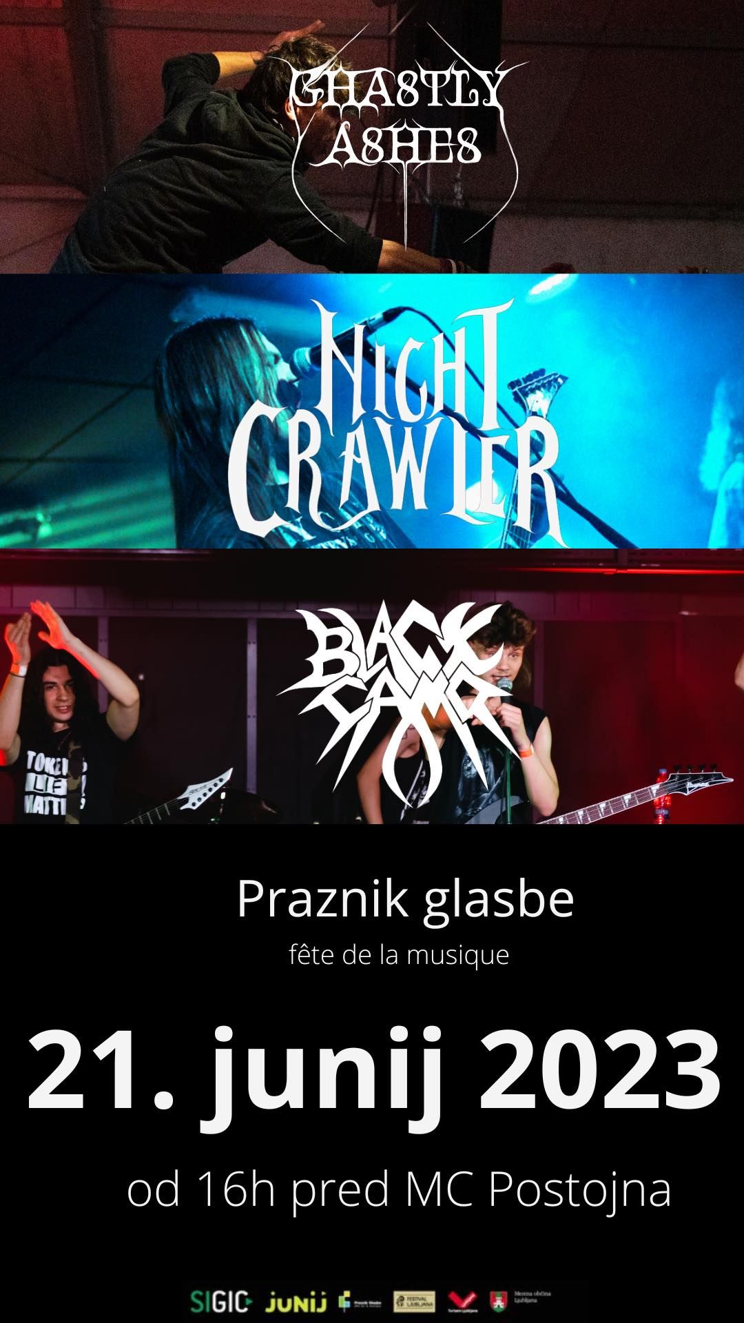 V Postojni jutri igrajo Black Camo, Night Crawler in Ghastly Ashes