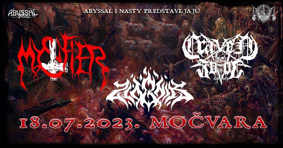 Znana časovnica za današnji koncert MystifieR, Craven Idol in Zlobnik