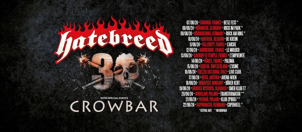 Hatebreed ob 30. obletnici na turnejo po Evropi