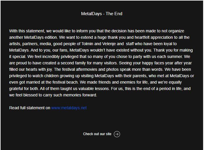 MetalDays, počivaj v miru!
