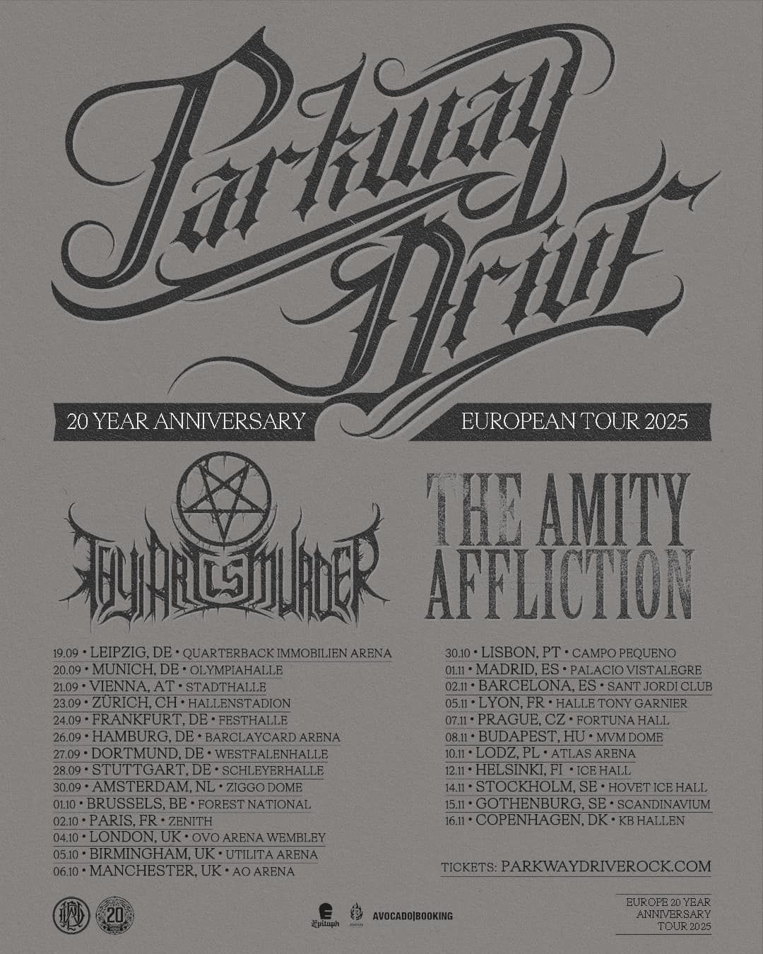 Parkway Drive septembra naslednje leto na turneji po Evropi