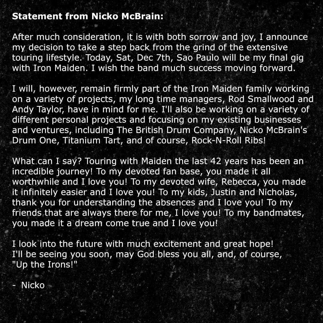 Nicko McBrain odšel v zasluženi pokoj!