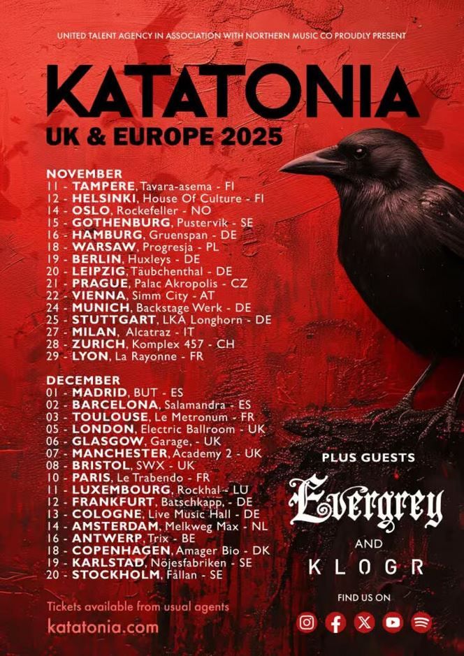 Konec leta se bodo po Evropi mudili Katatonia