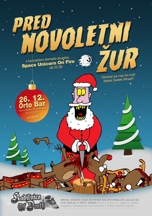 Kadilnica Of Death: Prednovoletni žur s koncertom Space Unicorn On Fire