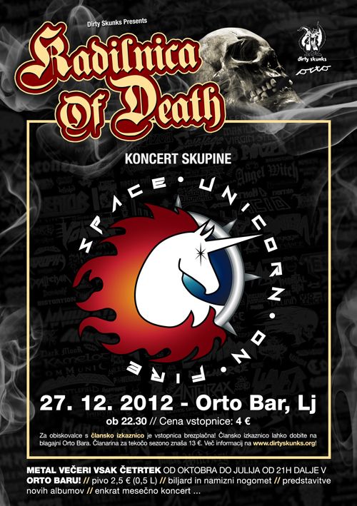 Kadilnica Of Death: Prednovoletni žur s koncertom Space Unicorn On Fire