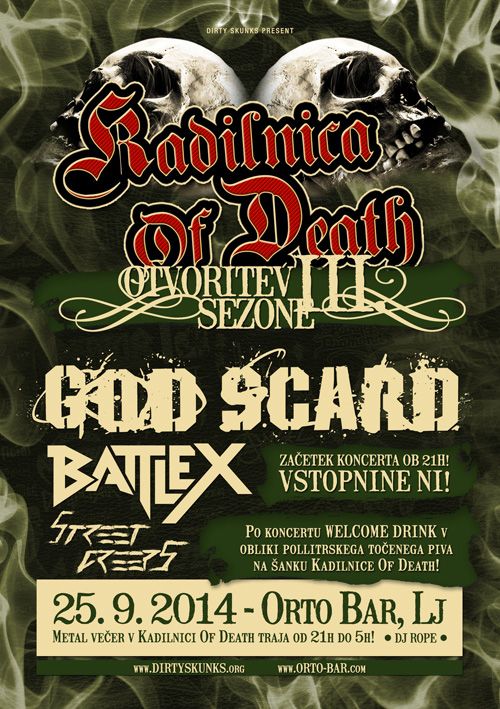 Kadilnica Of Death: Otvoritev sezone 2014/2015 z God Scard, BattleX, Street Creeps