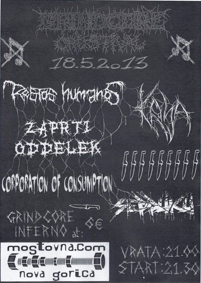 1. Grindcore Crustival: Seppuku, Zaprti oddelek, Krlja, Restors Humanos, Corporation Of Consumption
