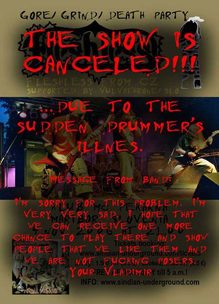 Koncert Fleshless odpovedan