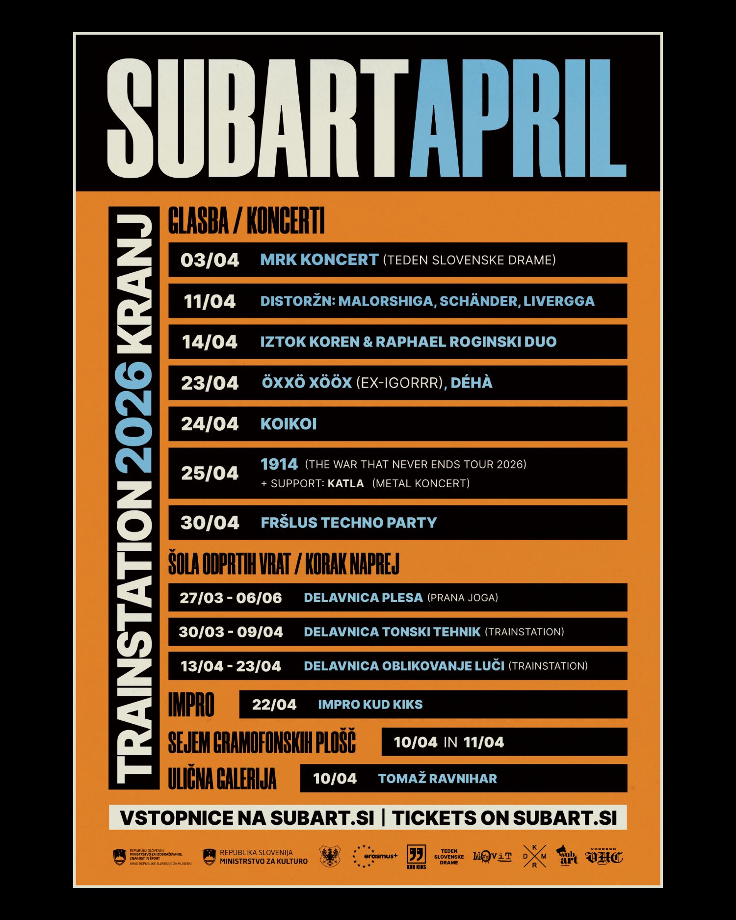 Aprilski program je objavil tudi TrainStation SubArt