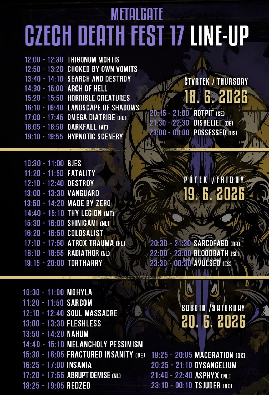 Znan točen program za Metalgate Czech Death Fest 2026