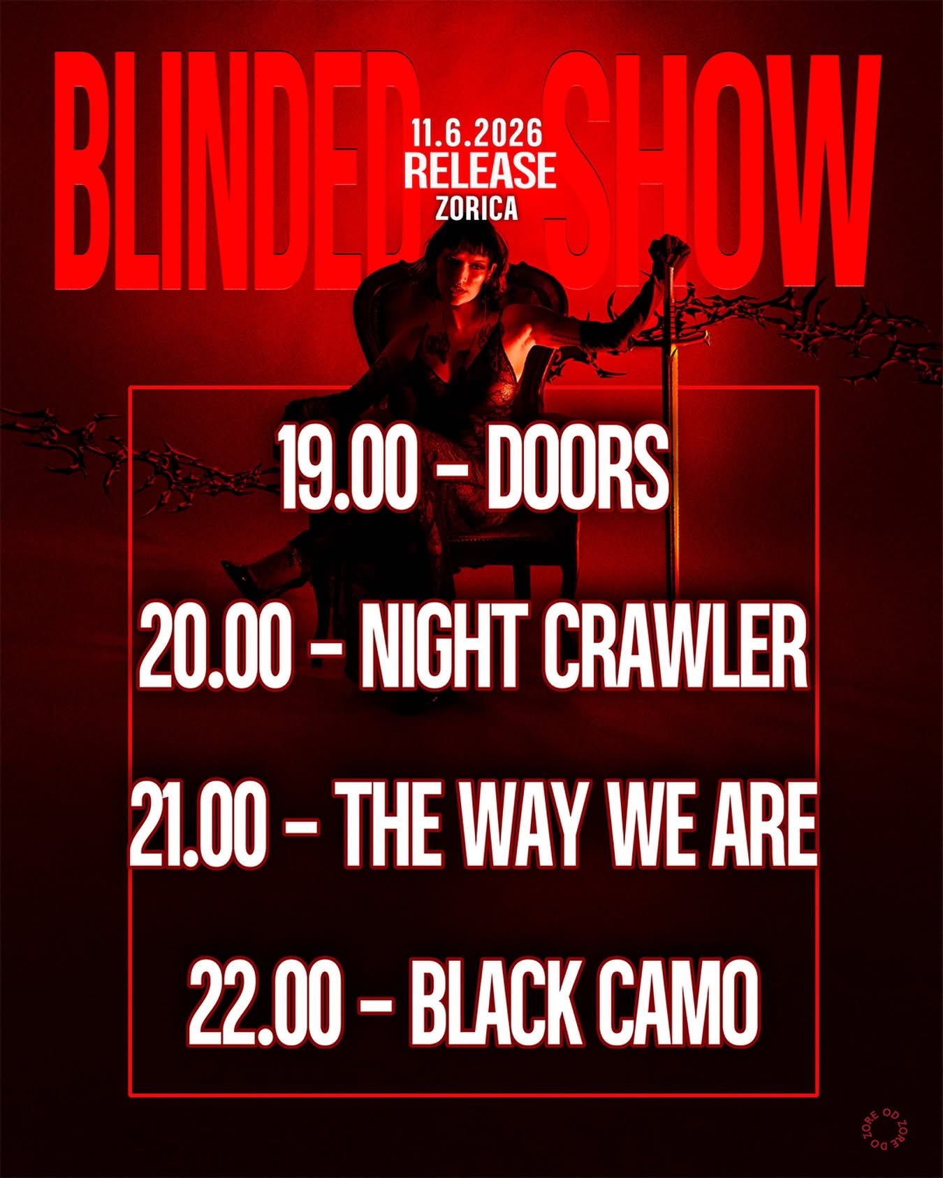Znana je časovnica jutrišnjega koncerta Night Crawler, The Way We Are in Black Camo v baru Zorica