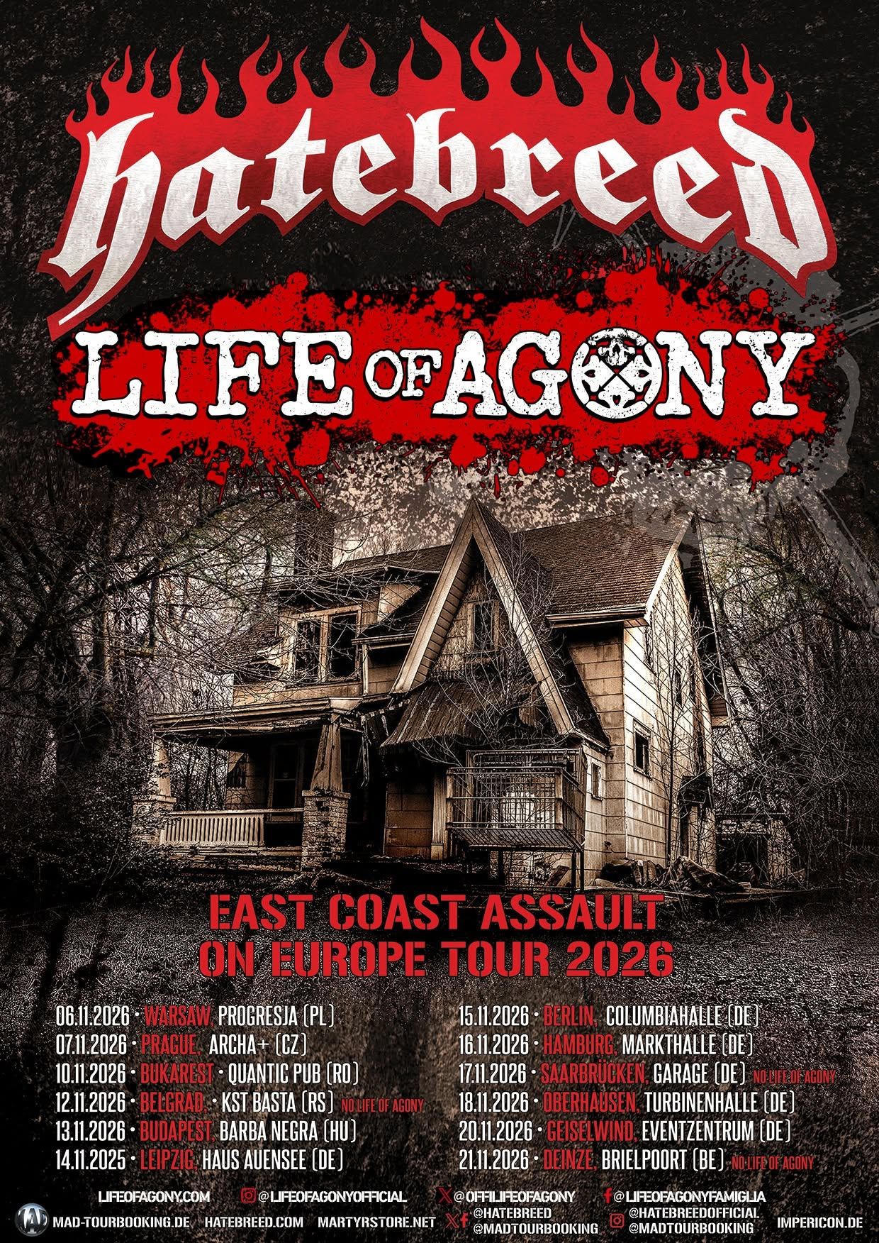 Hatebreed in Life Of Agony jeseni na evropsko turnejo