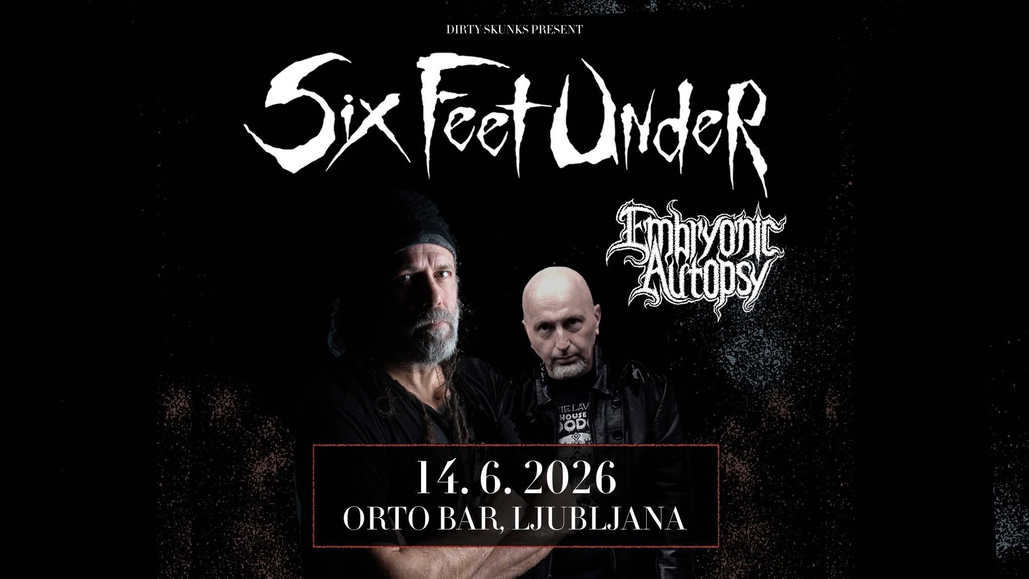 Znana je časovnica nedeljskega koncerta Six Feet Under v Orto Baru