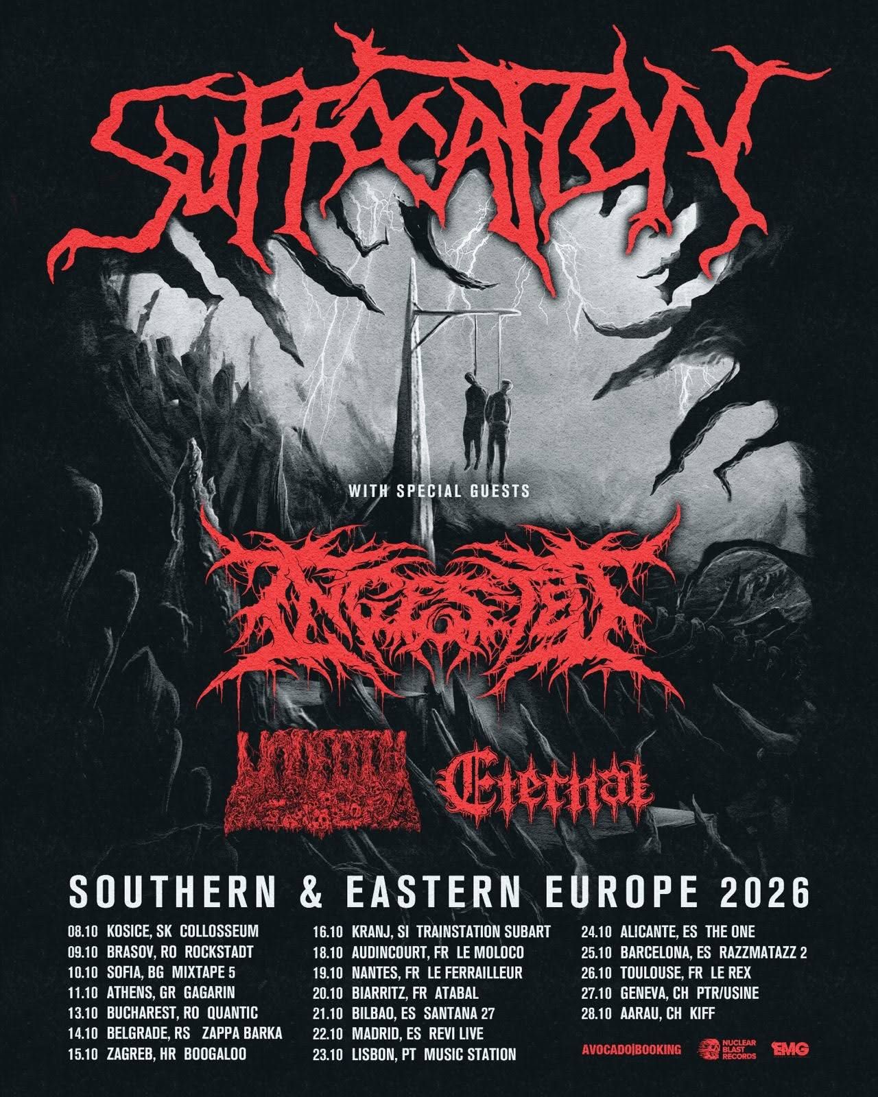 Suffocation oktobra na turnejo, med datumi tudi Kranj in Zagreb