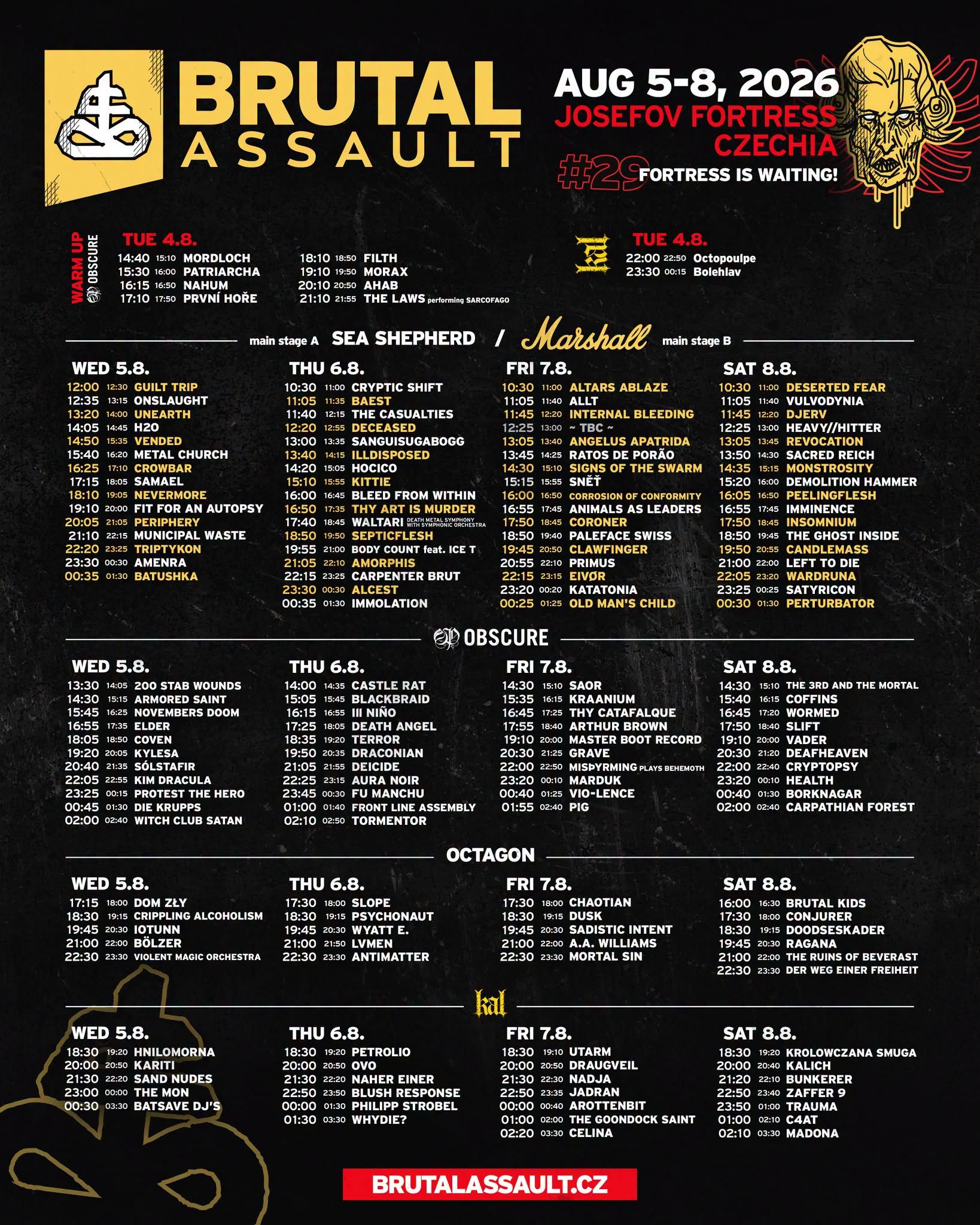 Znana osvežena in končna časovnica za Brutal Assault 2026