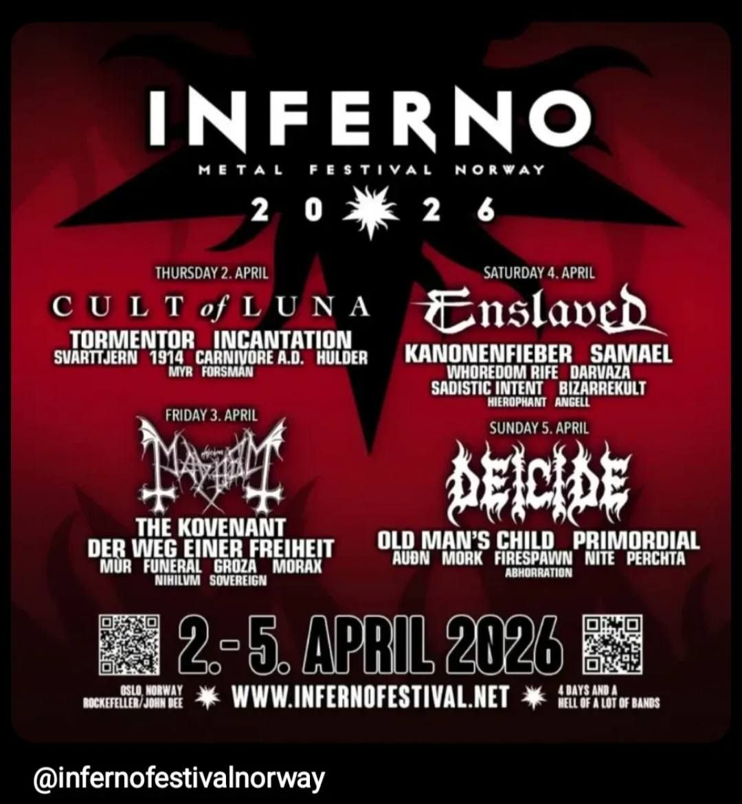 Znan je dnevni razpored za Inferno Metal Festival 2026