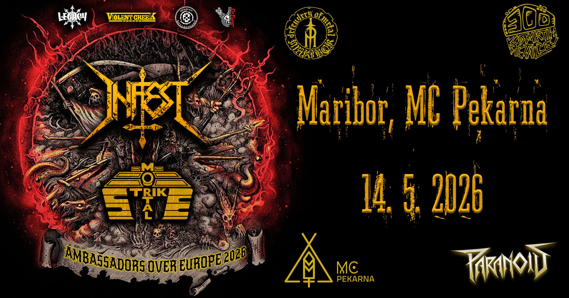 Znana je časovnica jutrišnjega koncerta Mortal Strike in Infest v Mariboru
