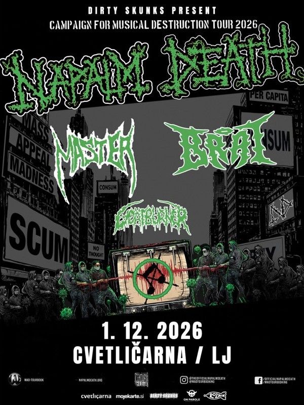 Napalm Death, Master, Brat, Goatburner